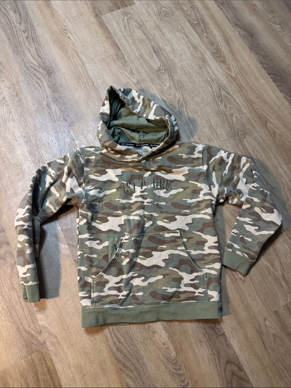 1st Phorm Camo Pullover Hoodie - Multitone Green Camo size small